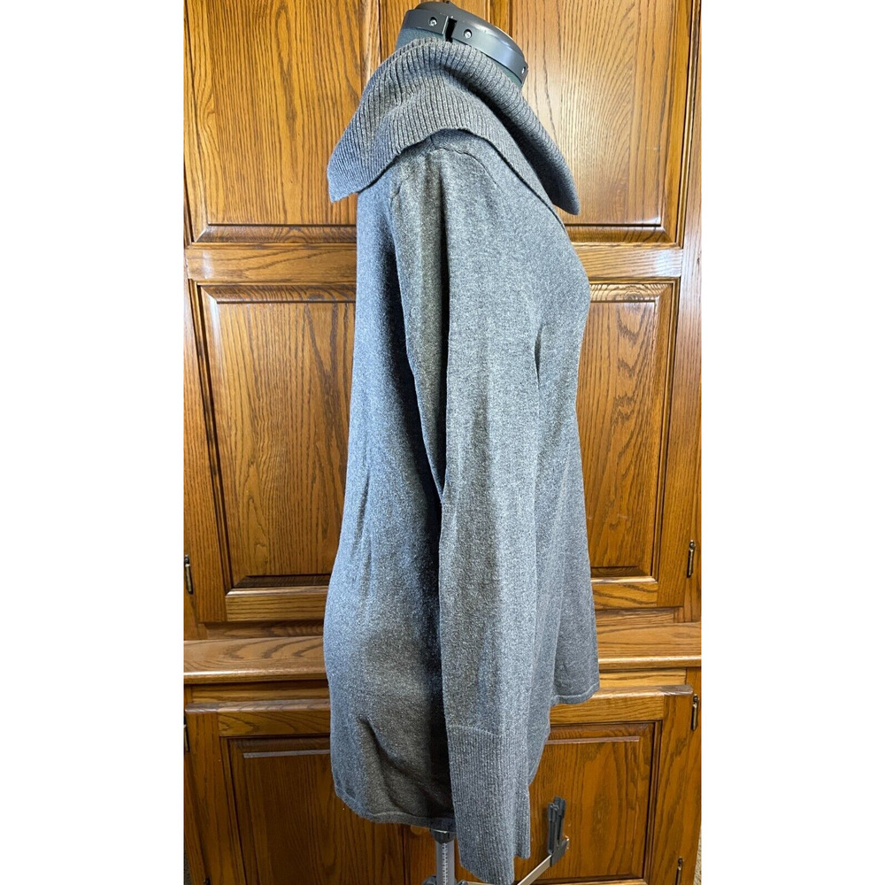 Zenergy By Chicos Sz 2 (12) Gray Cowl Neck Pullover Sweater Side Zippers - Picture 3 of 10